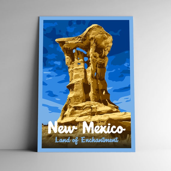 New Mexico Land Of Enchantment Vintage Style Travel Poster Postcard Sticker Magnet Retro Wpa Style Our Fifty States Print 50 Wall Art