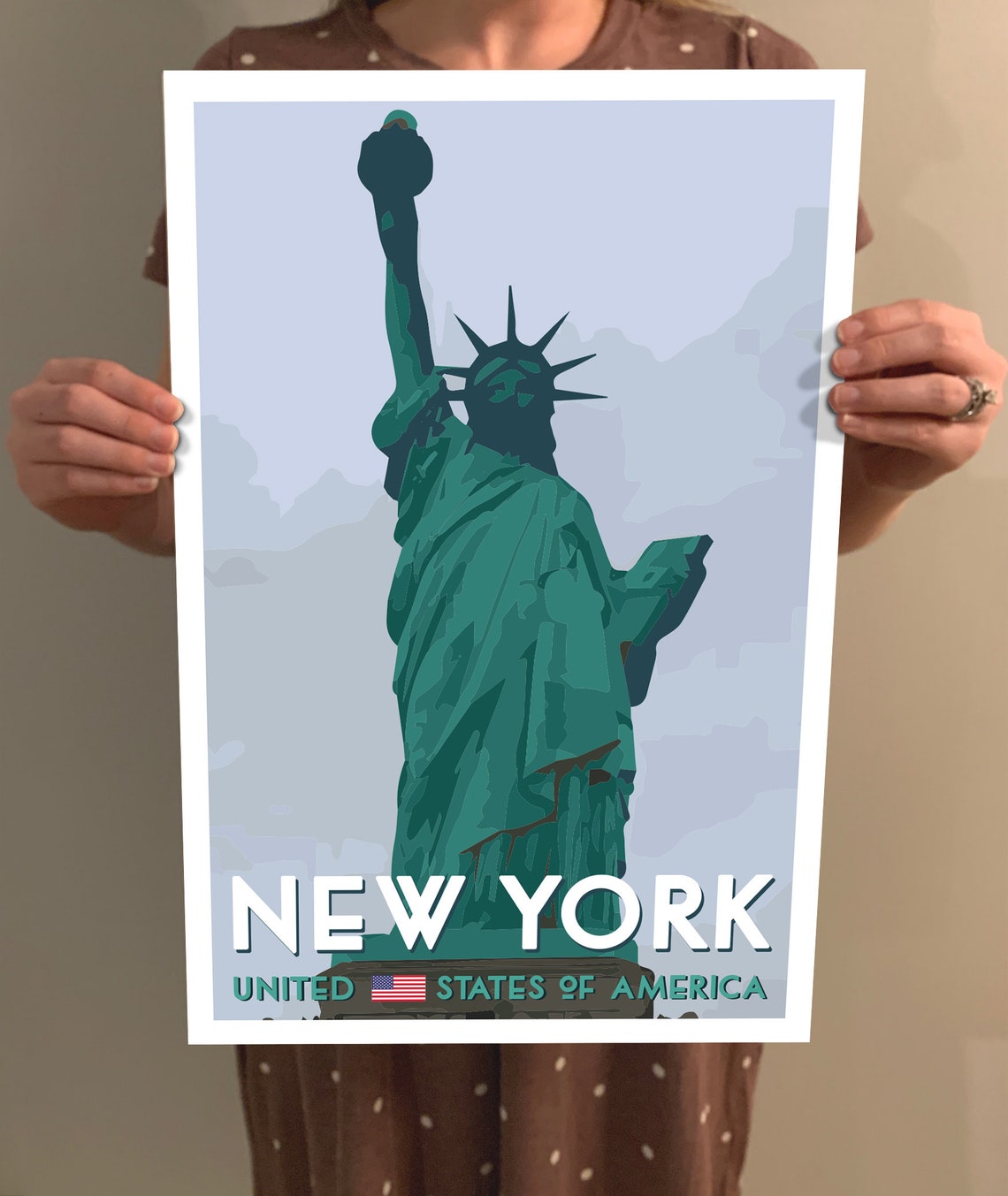 New York Statue Of Liberty Wpa Style Vintage Style Travel Poster 8x10 12x18 18x24 24x36 4x6 Postcard Usa United States Retro Art Print - Image 2