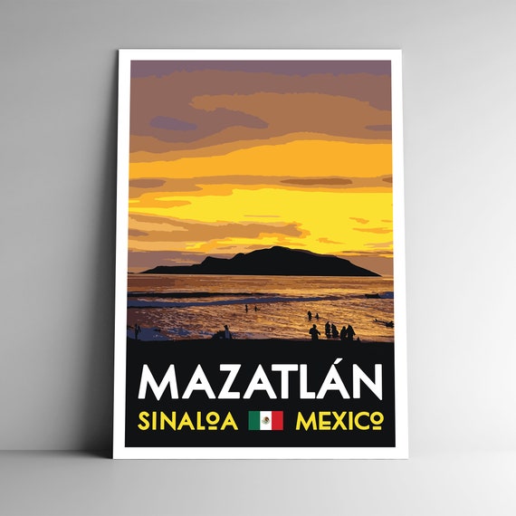 Mazatln Mexico Vintage Style Travel Poster 8x10 12x18 18x24 24x36 4x6 Postcard Wpa Style Mazatlan Playa Sinaloa Beach Art Print