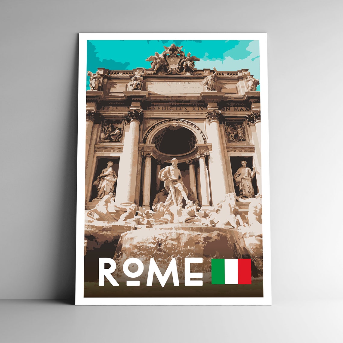 Rome Italy Wpa Style Vintage Style Travel Poster 8x10 12x18 18x24 24x36 4x6 Postcard Trevi Fountain Retro Art Print Wall Art