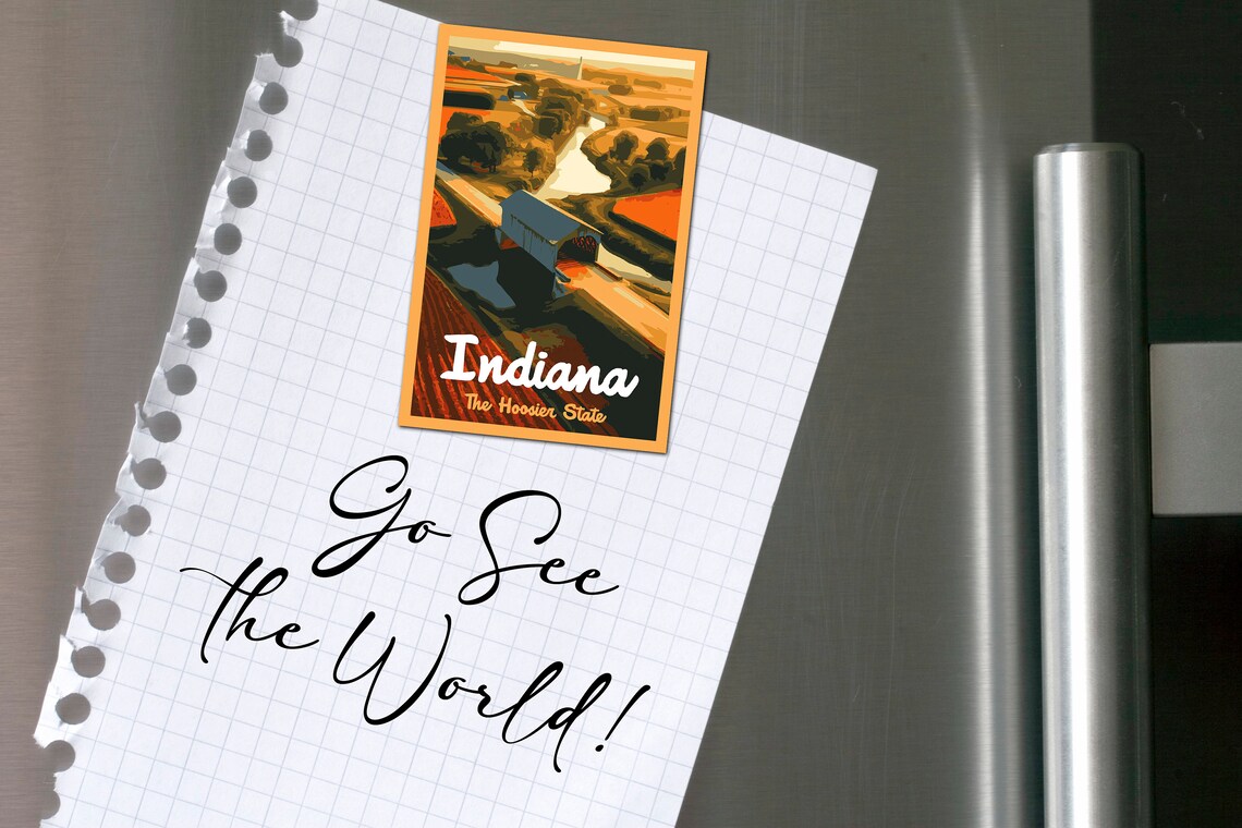 Indiana Vintage Style Travel Poster, Hoosier State - Image 2