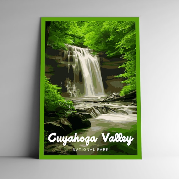Cuyahoga Valley National Park Waterfall Forest Vintage Poster