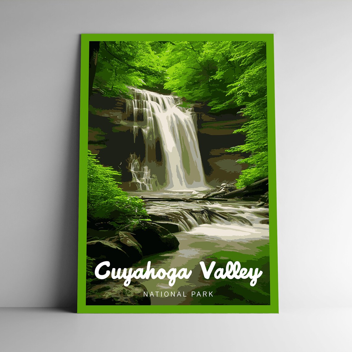 Cuyahoga Valley National Park Waterfall Forest Vintage Poster