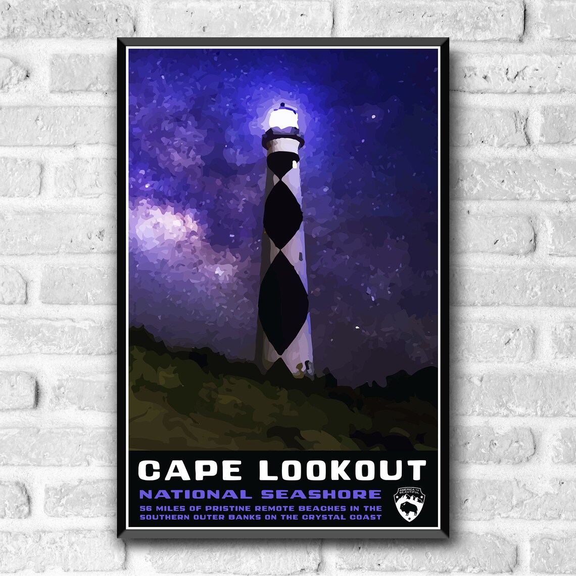 Cape Lookout National Seashore Vintage Travel Poster - Image 3