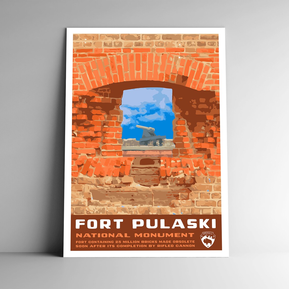 Fort Pulaski National Monument Vintage Travel Poster
