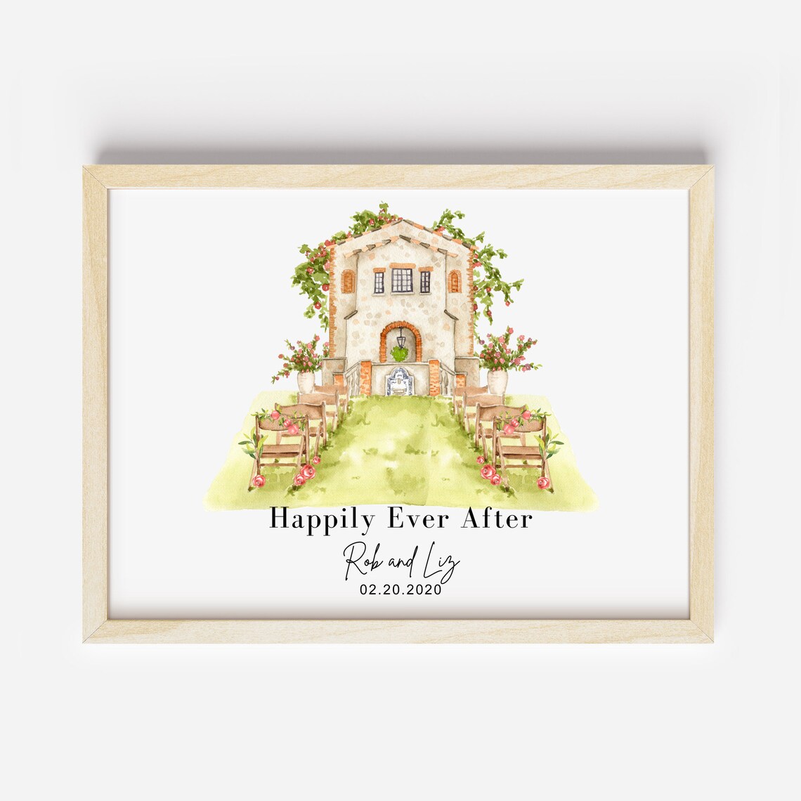 Wedding Venue Watercolor Art Print, Custom Portrait - Image 2