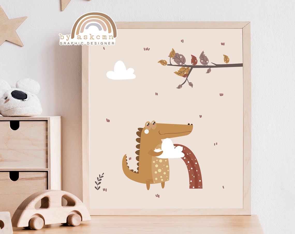 Crocodile Nursery Print Nursery Wall Art Print Baby Room Poster Wall Art Bohemian Wall Art Boho Nursery Animal Art