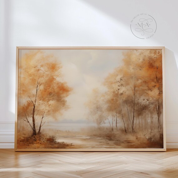 Fall Forest Autumn Golden Trees Impressionist Landscape Poster