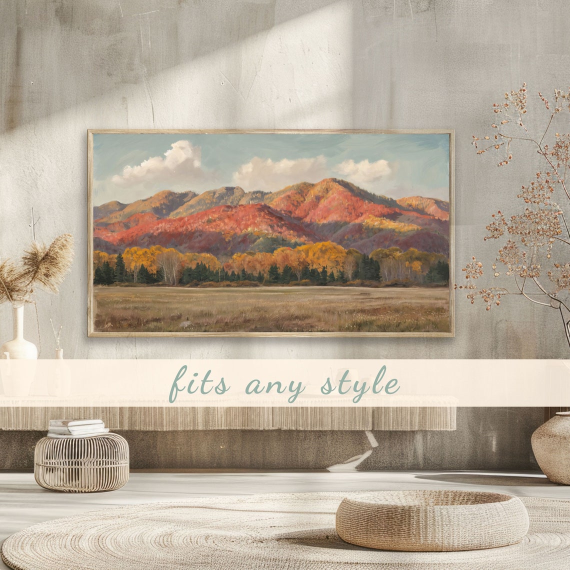 Fall Mountain Range Covered in Golden Foliage Autumn Landscape Poster - Image 3