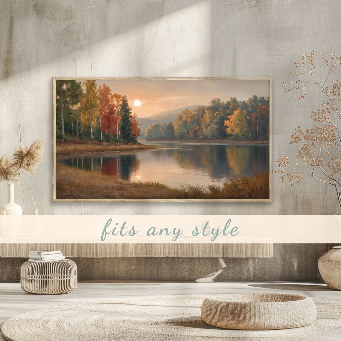 Autumn Lake Sunrise With Fall Foliage Reflected In Calm Water Poster - Image 3