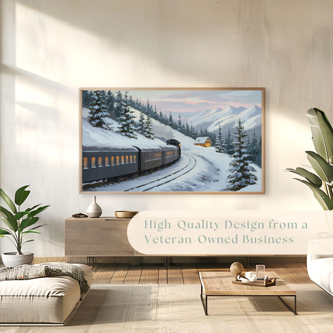 Vintage Steam Train Snowy Mountain Pass Twilight Journey Scene Poster - Image 4
