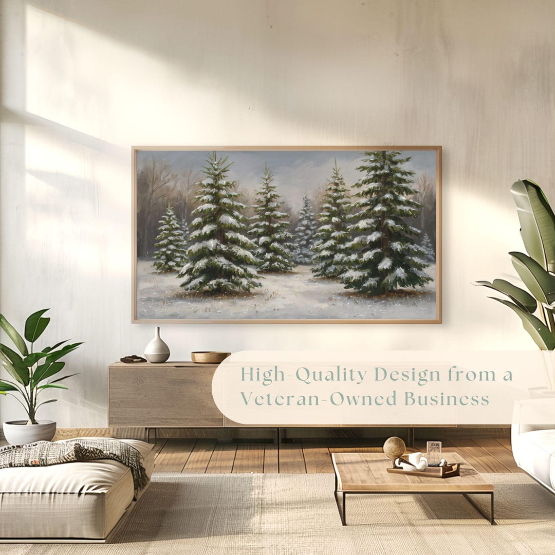 Snowy Evergreen Forest Winter Landscape Cozy Christmas Trees Poster - Image 4
