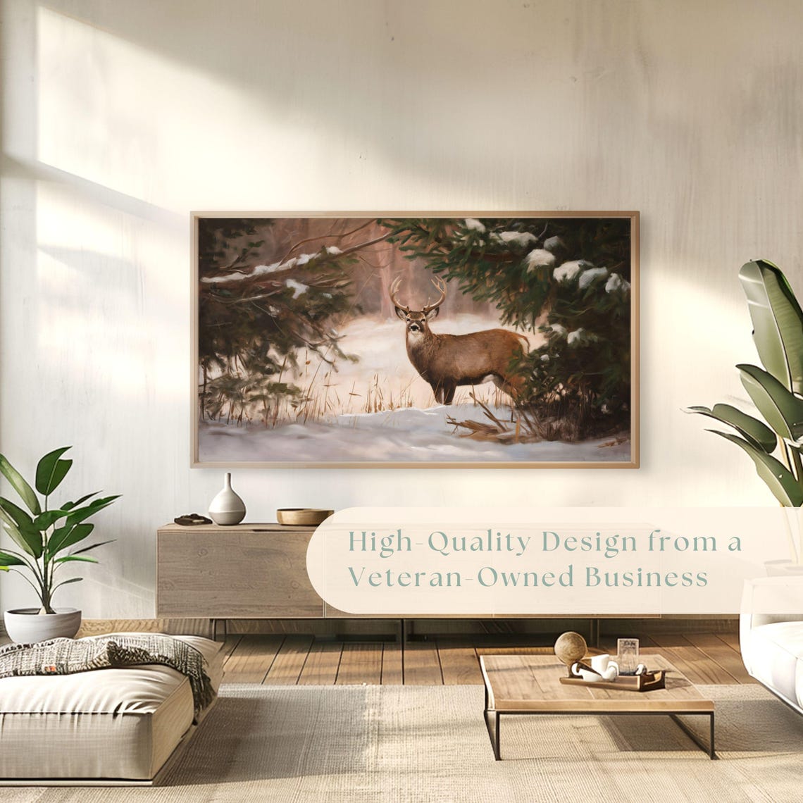 White Tailed Deer Buck Snowy Pine Forest Winter Wildlife Poster - Image 4