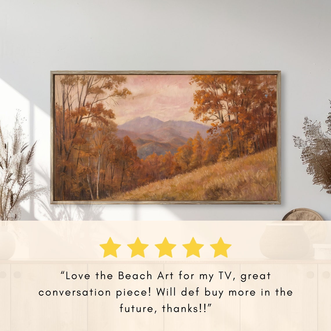 Distant Mountain Range Earthy Fall Colors Autumn Hillside Poster - Image 2