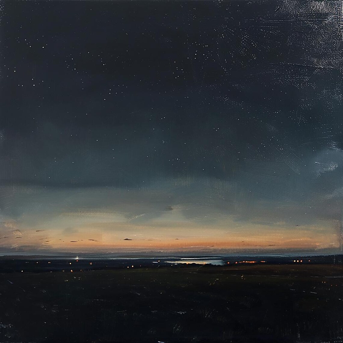 Minimalist Evening Landscape, Oil Painting - Image 3