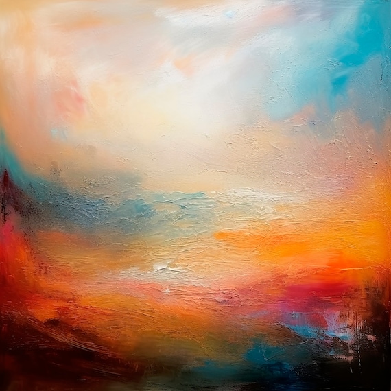 Original Abstract Painting On Meditative Colored Clouds