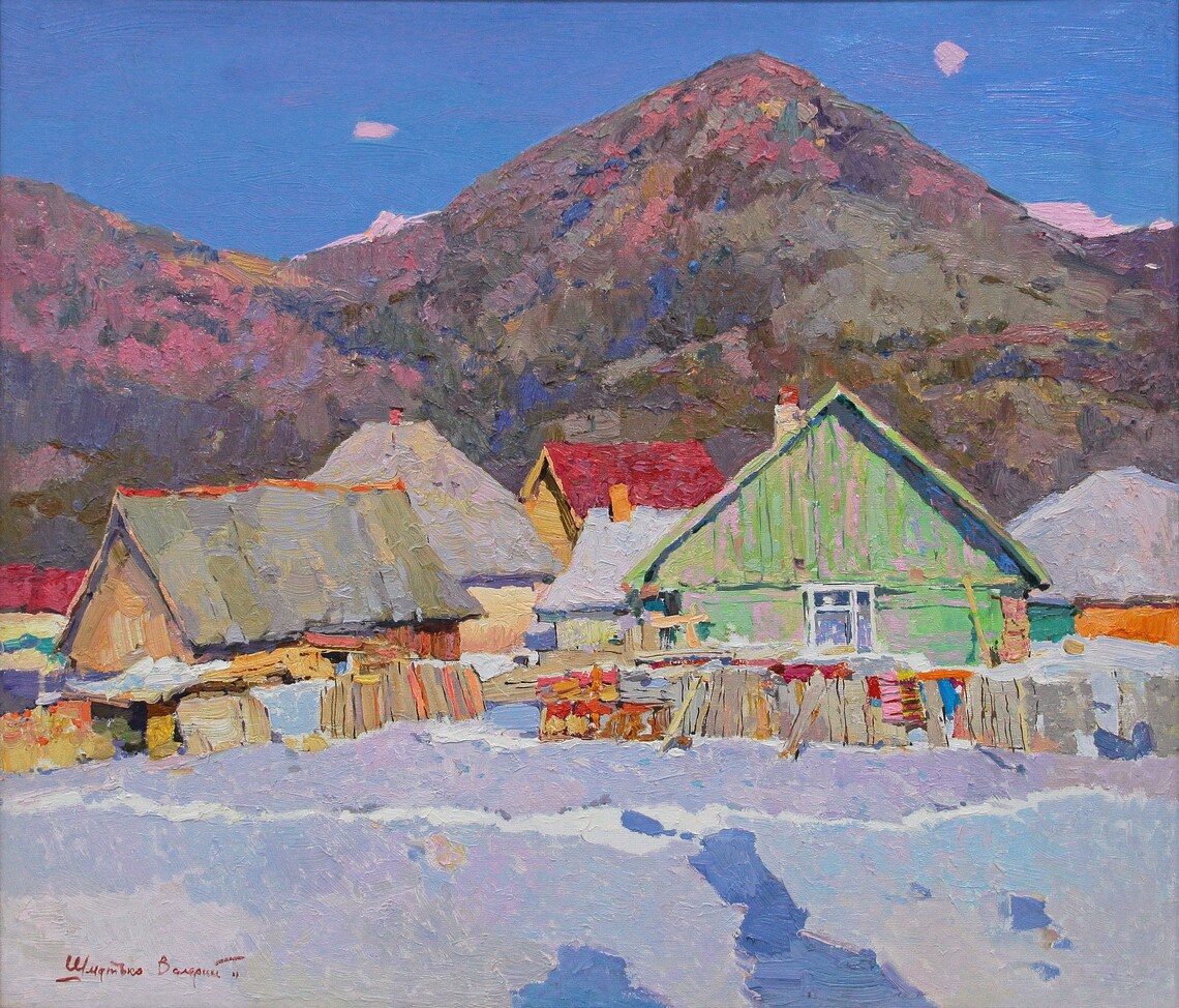 Sunny Winter Landscape, Impressionistic Oil Painting - Image 2