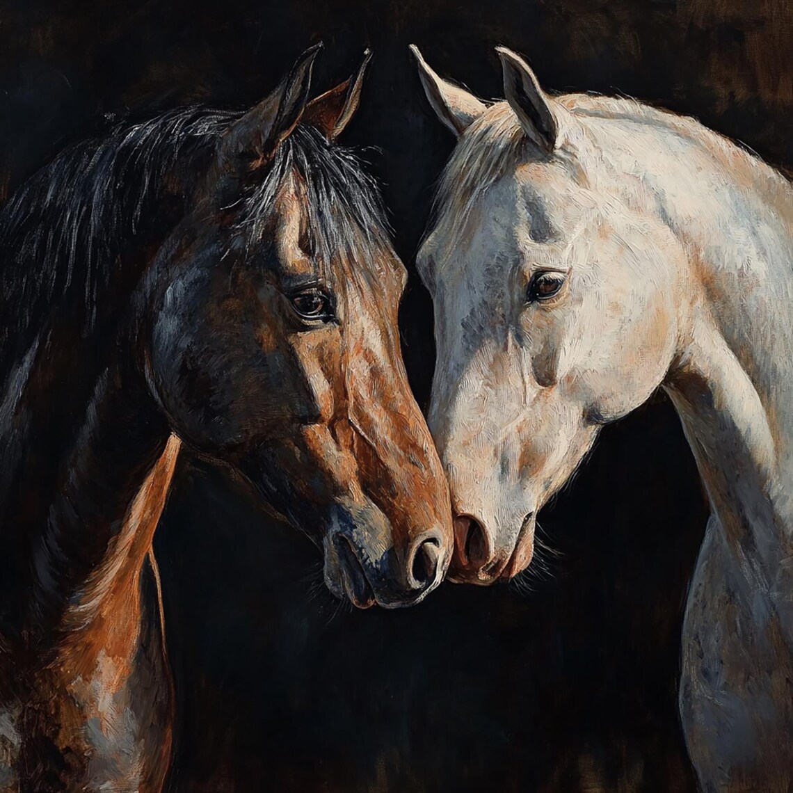 Two As One, Chestnut And White Horse Portrait - Image 2