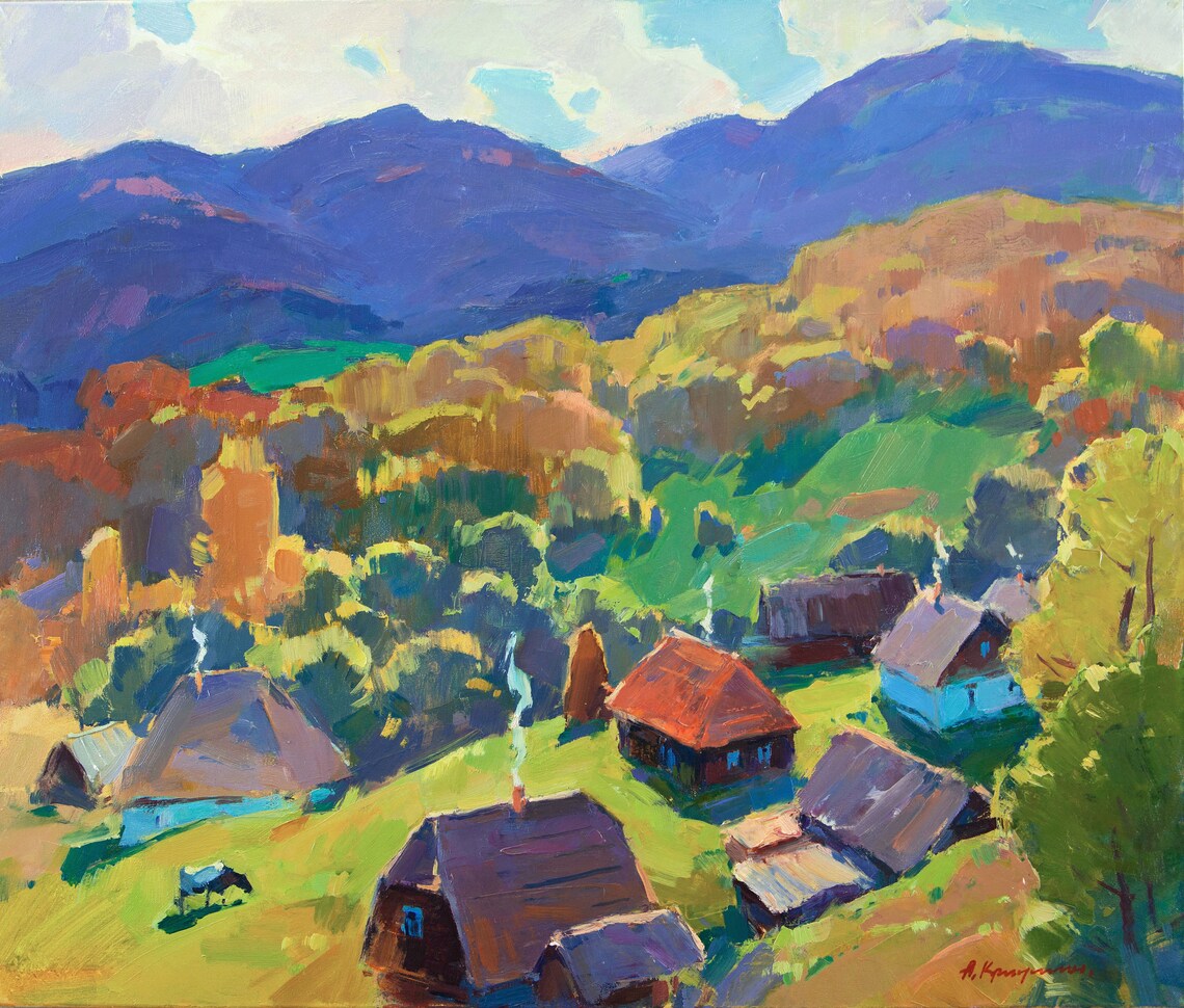 Golden Autumn In Ukrainian Mountain Village Landscape - Image 3