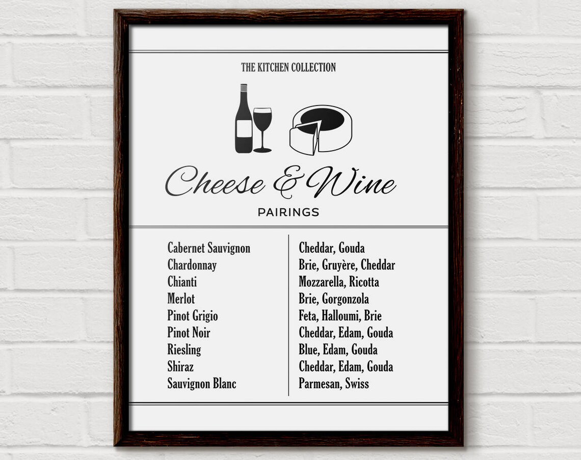 Wine Kitchen Infographic Art Print, Bar Cart Decor