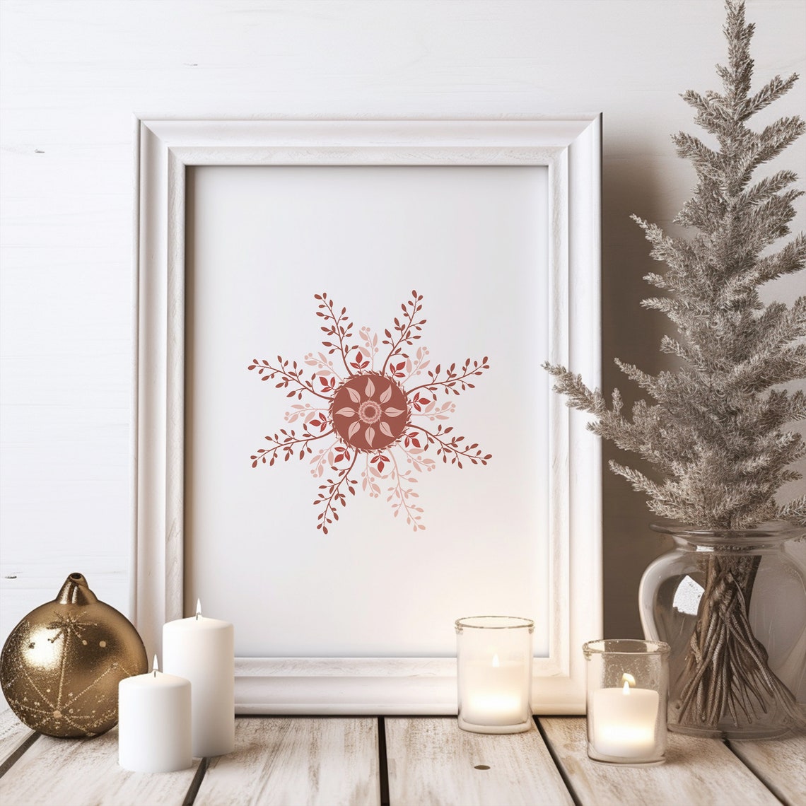 Scandinavian Reindeer Christmas Tree Ornament Rustic Nordic Poster - Image 2
