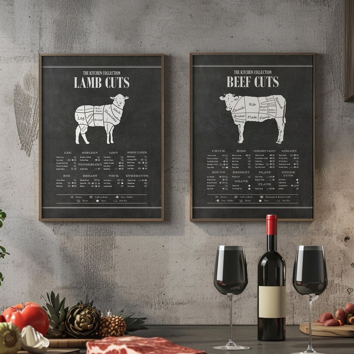 Lamb Cuts Chalkboard Butcher Chart Kitchen Collection Vintage Poster - Image 2