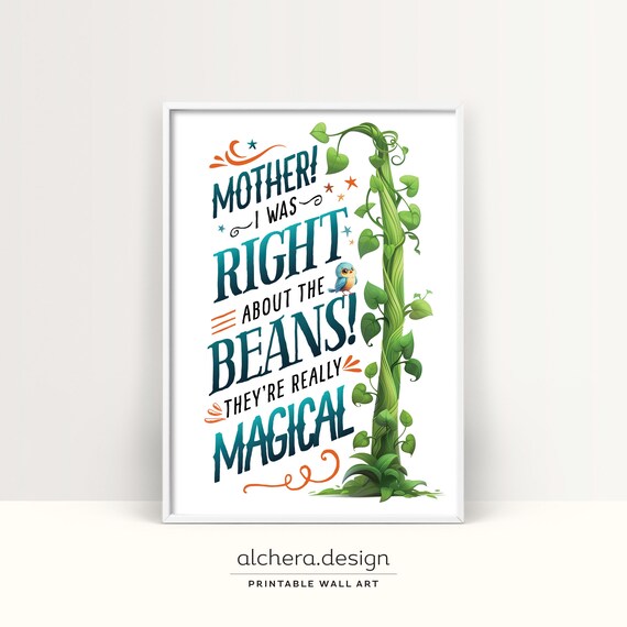 Jack And The Beanstalk Quote Magical Beans Nursery Fairytale Poster