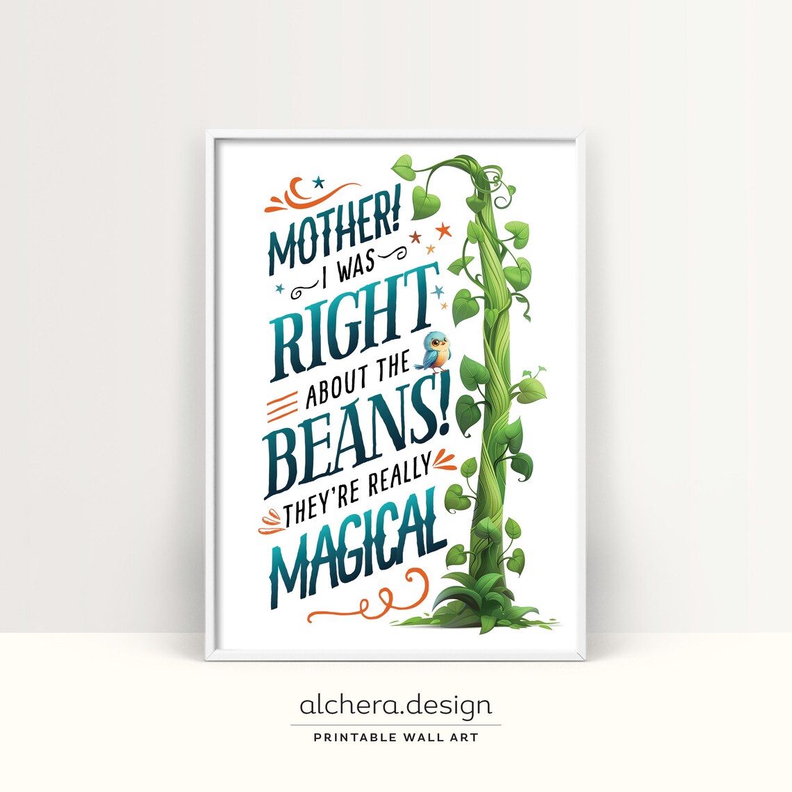 Jack And The Beanstalk Quote Magical Beans Nursery Fairytale Poster