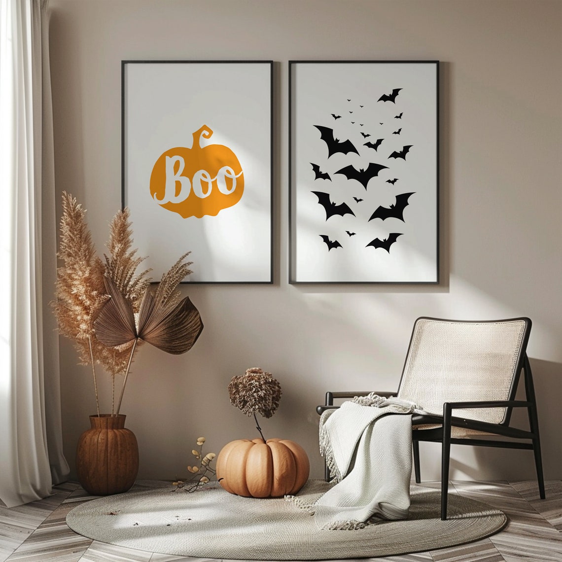 Boo Pumpkin Orange Cute Halloween Fall Decor Sign Art Poster - Image 2