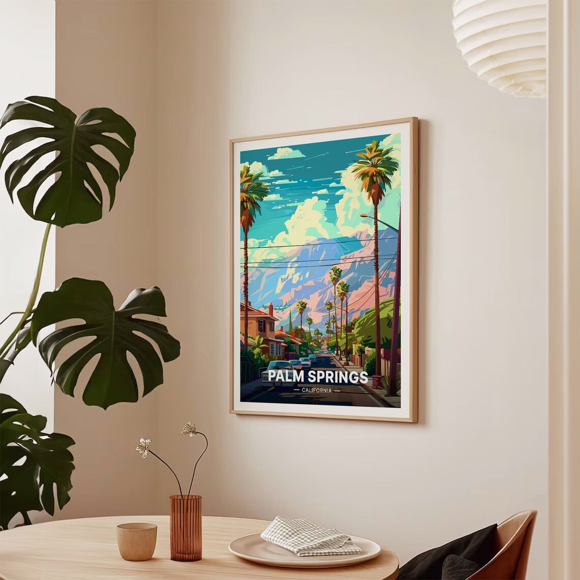 Palm Springs Retro Travel Poster, California Landscape - Image 2