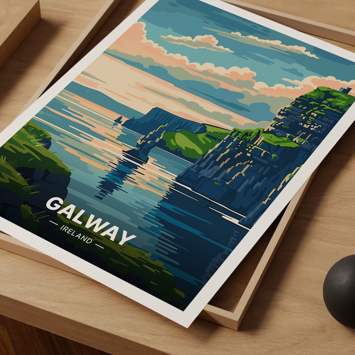 Galway Ireland Sea Cliffs Sunset Wild Atlantic Coast Scene Poster - Image 3