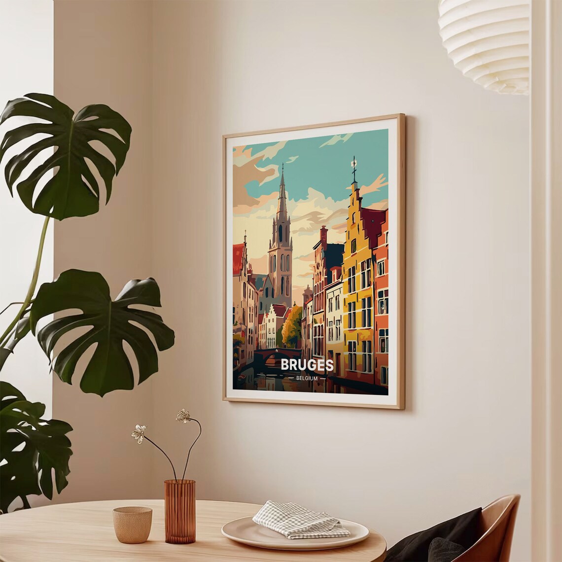 Bruges Belgium Mid-Century Modern Travel Poster - Image 2