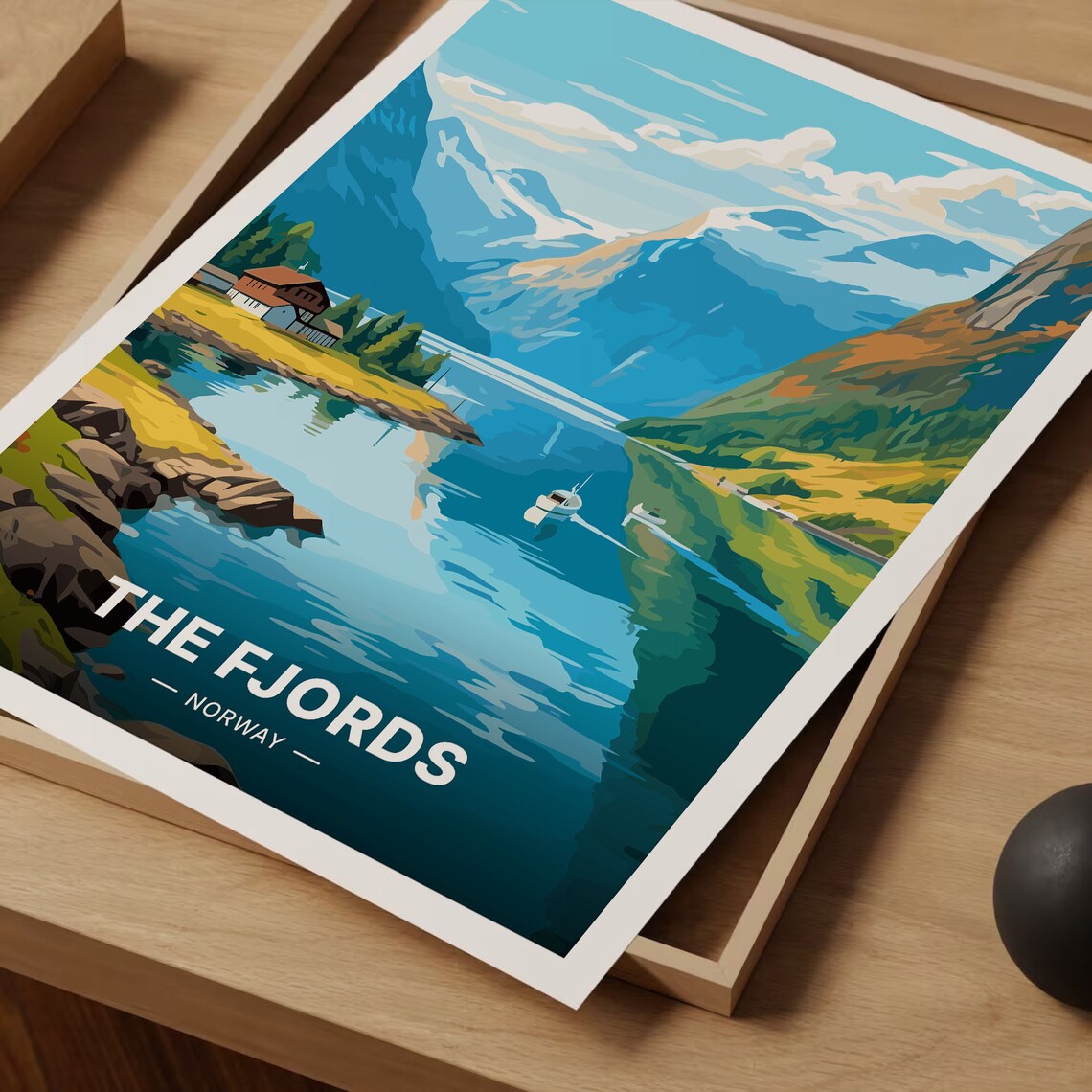 Norwegian Fjords Vintage Travel Poster, Norway - Image 3