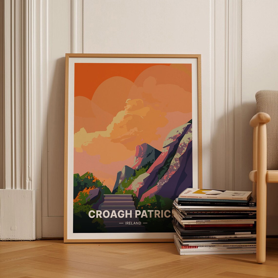 Croagh Patrick Ireland Holy Mountain Pilgrim Path Sunset Travel Poster