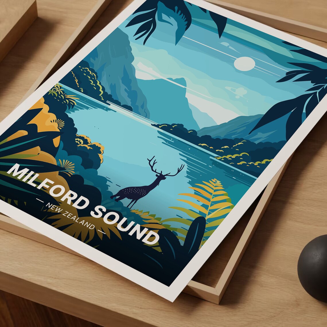 Milford Sound Scenic Travel Poster, New Zealand Landscape - Image 3