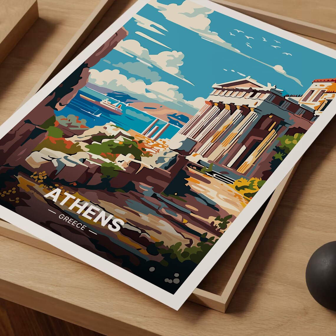 Athens Greece Travel Poster, Cityscape Art Print - Image 3
