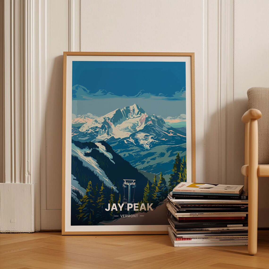 Jay Peak Burke Mountain Vermont Travel Poster, Retro