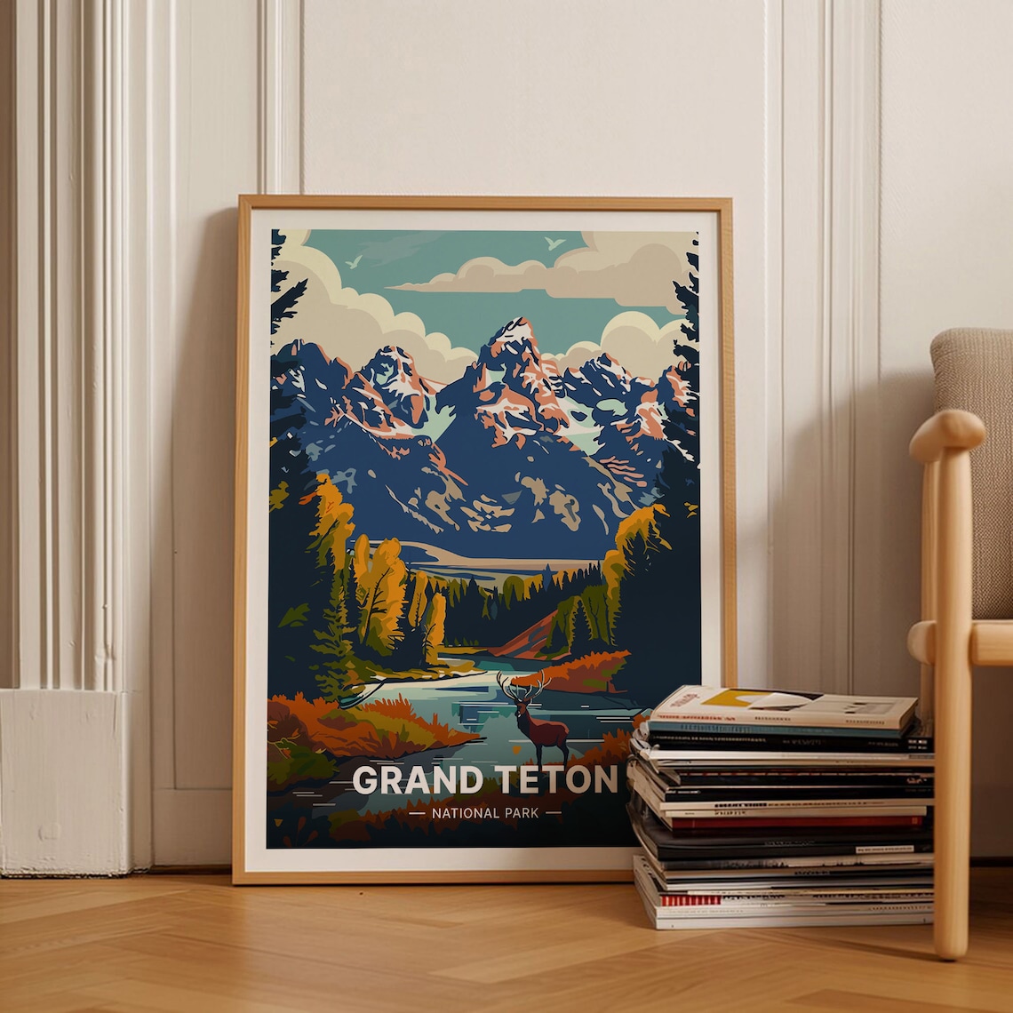 Grand Teton National Park Travel Poster, Scenic Art