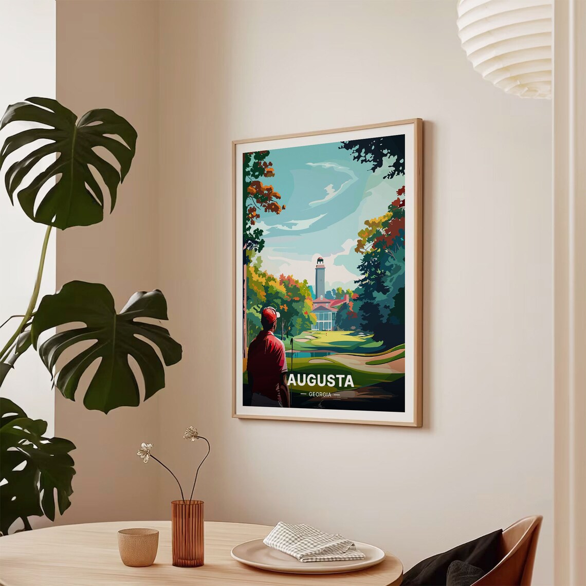 Augusta Georgia Golf Course Golden Fairway Clubhouse Art Poster - Image 2
