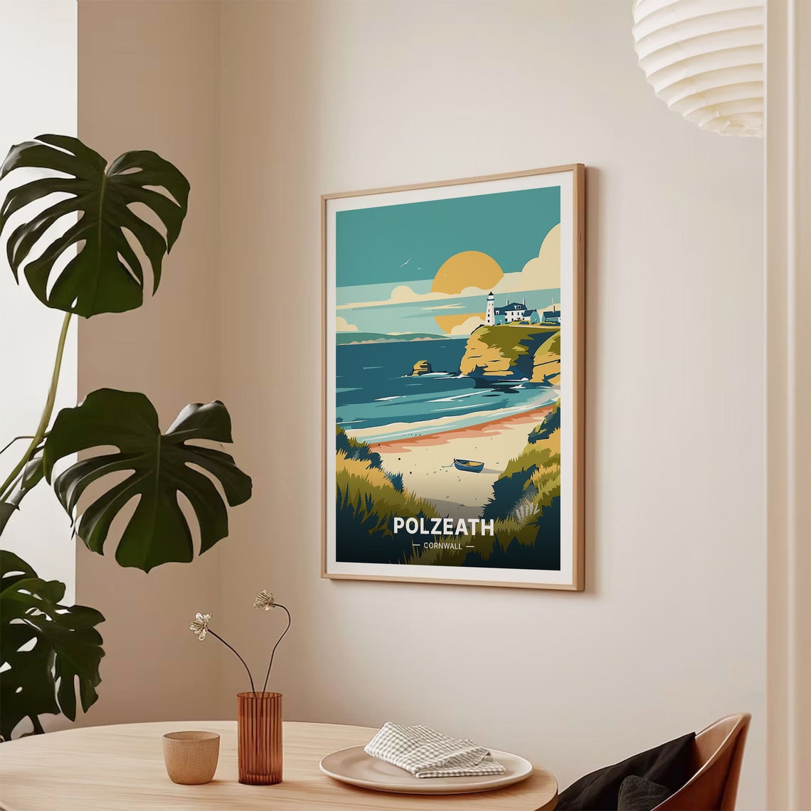 Polzeath Cornwall Golden Sandy Beach Sunset Vintage Travel Poster - Image 2