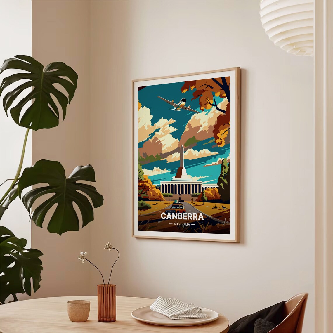 Canberra Australia War Memorial Plane Vintage Mid Century Travel Poster - Image 2