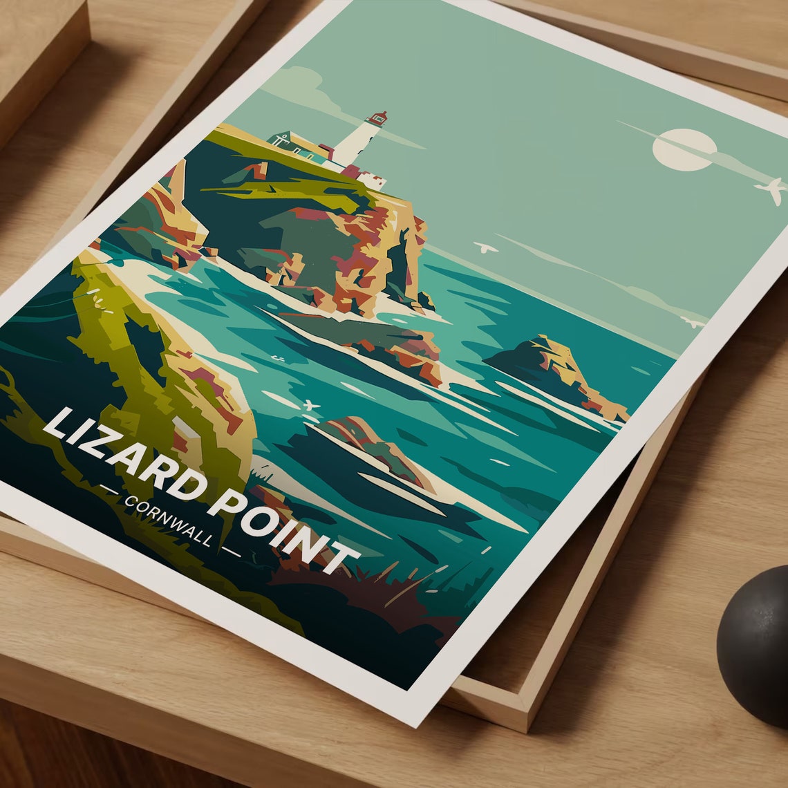Lizard Point Cornwall Lighthouse Cliffs Moonlit Ocean Coastal Poster - Image 3