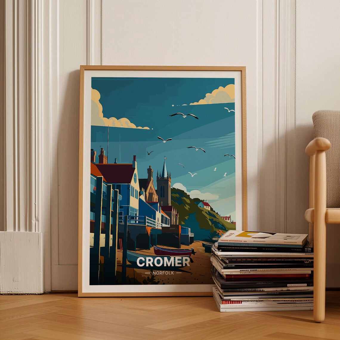 Cromer Norfolk Seaside Town Pier Beach Huts Vintage Travel Poster