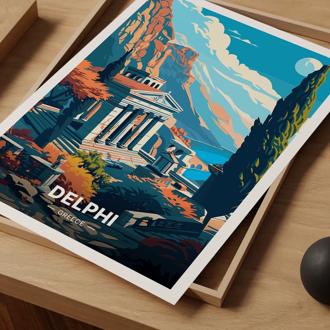 Delphi Greece Travel Poster, Scenic Landscape Art - Image 3