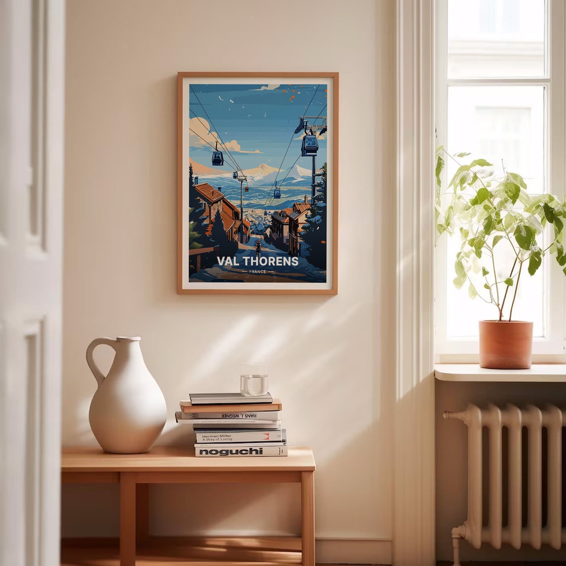 Val Thorens France Ski Resort Cable Car Vintage Travel Poster - Image 4