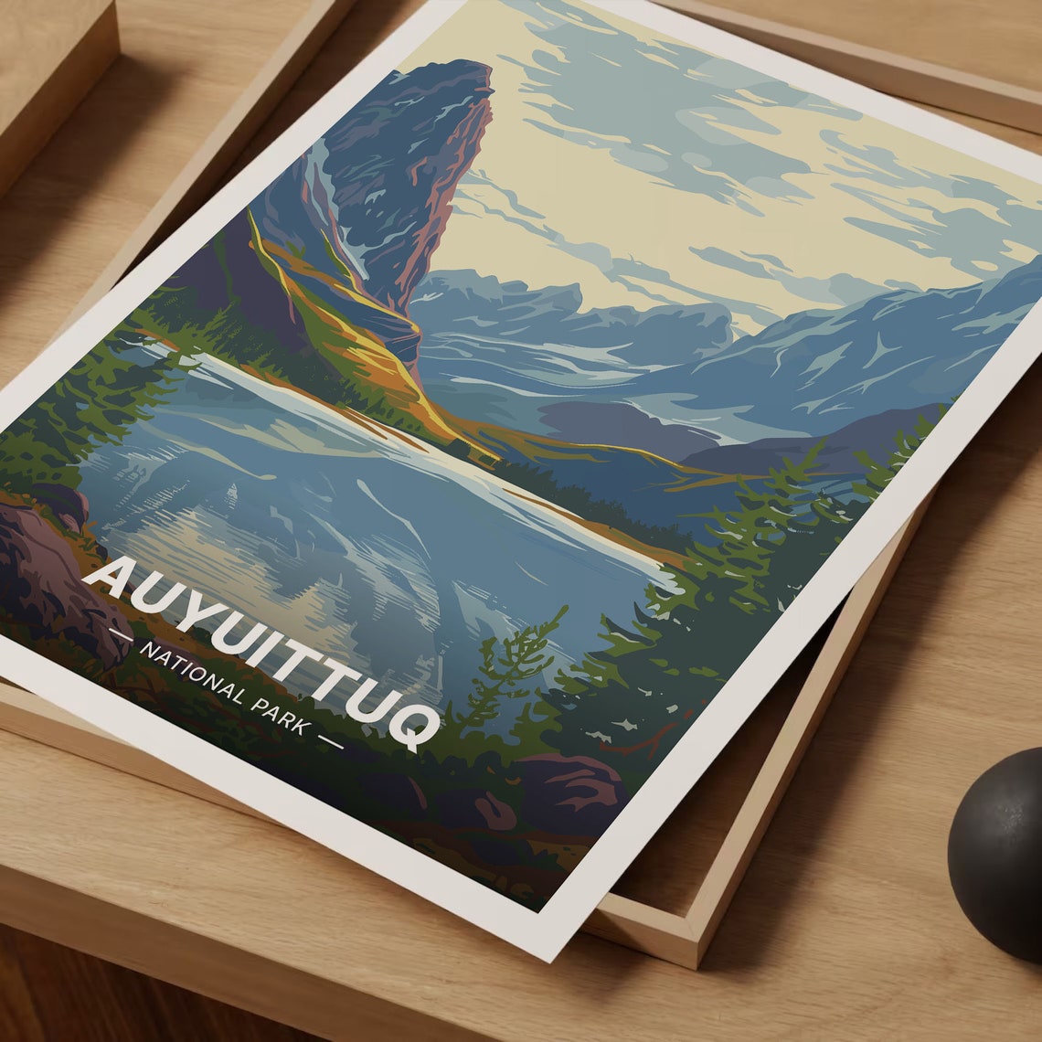 Auyuittuq National Park Arctic Peaks Glacier Lake Vintage Poster - Image 3