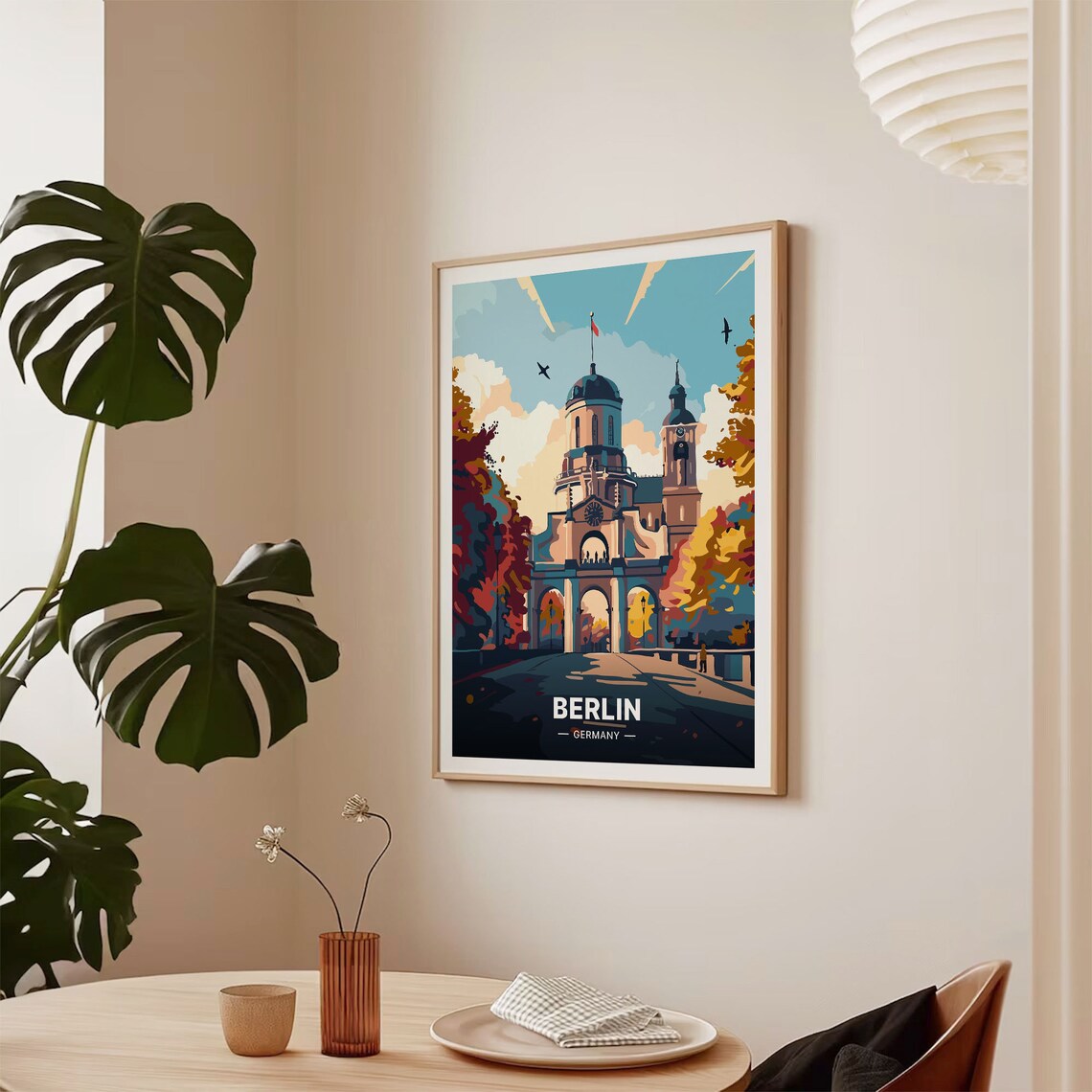 Berlin Germany Cityscape Domed Landmark Retro Travel Illustration Poster - Image 2