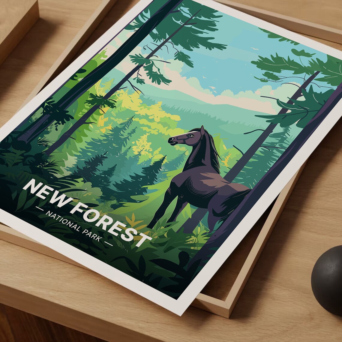 New Forest National Park Horse Woodland Scenic Travel Poster - Image 3