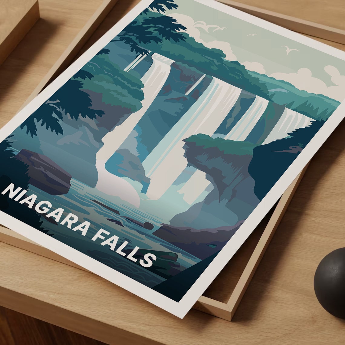 Niagara Falls Cascading Waterfalls Misty Cliffs Scenic Travel Poster - Image 3