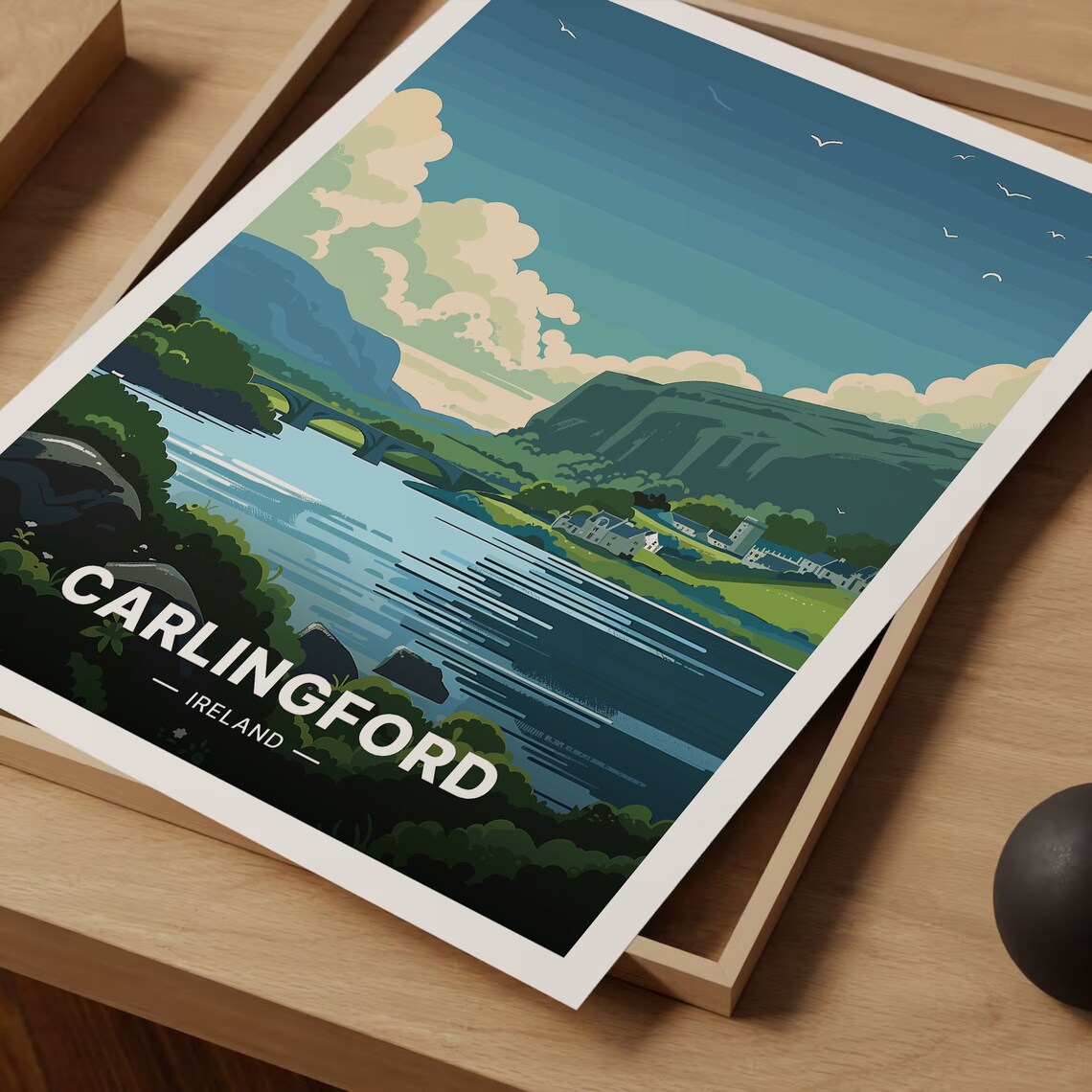 Carlingford Ireland Peaceful Lough Mountains Village Travel Poster - Image 3